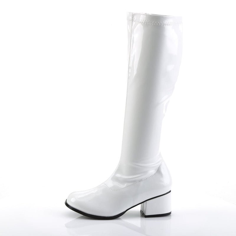 Funtasma RETRO-300 Knee High Boot (White Stretch Patent)