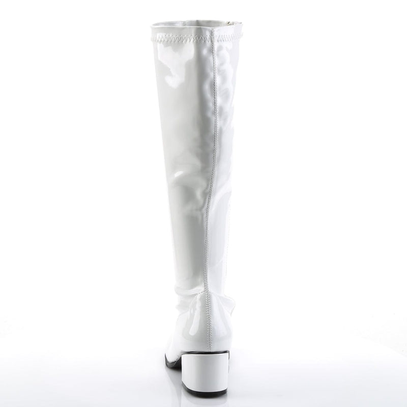 Funtasma RETRO-300 Knee High Boot (White Stretch Patent)