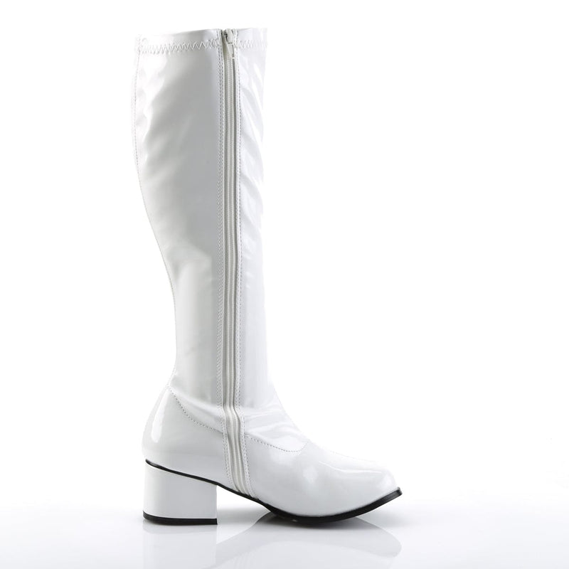Funtasma RETRO-300 Knee High Boot (White Stretch Patent)