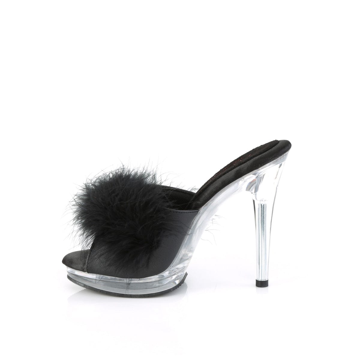 GLORY-501F-8 Black Faux Leather-Fur/Clear NEW Fabulicious US Size (Women's): 5