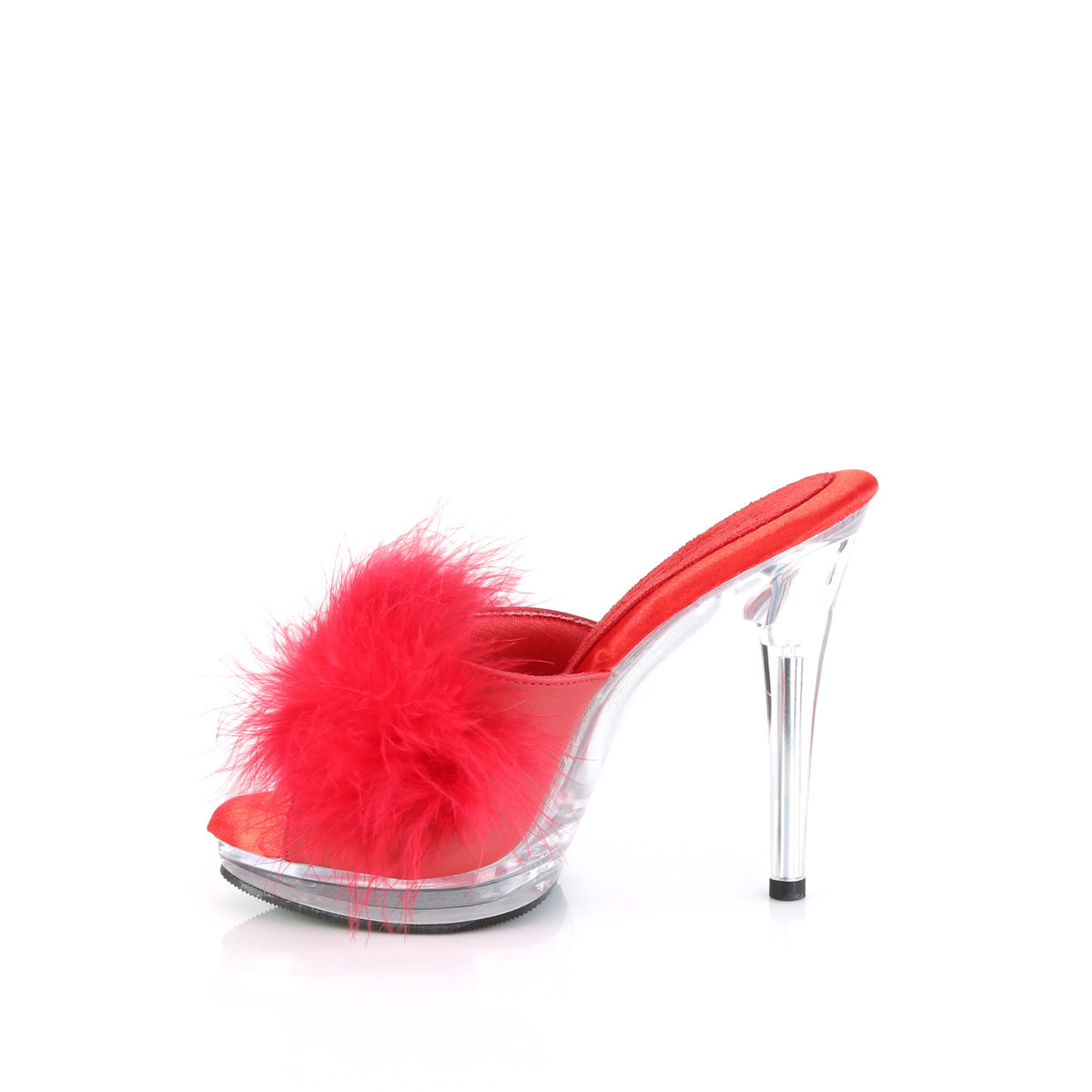 GLORY-501F-8 Red Faux Leather-Fur/Clear