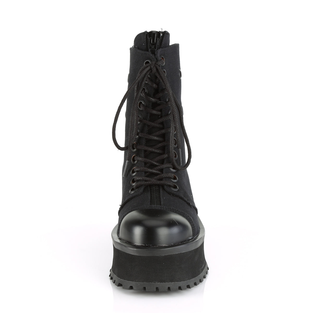 GRAVEDIGGER-10 Black Canvas Lace-Up Ankle Boot