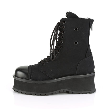 GRAVEDIGGER-10 Black Canvas Lace-Up Ankle Boot