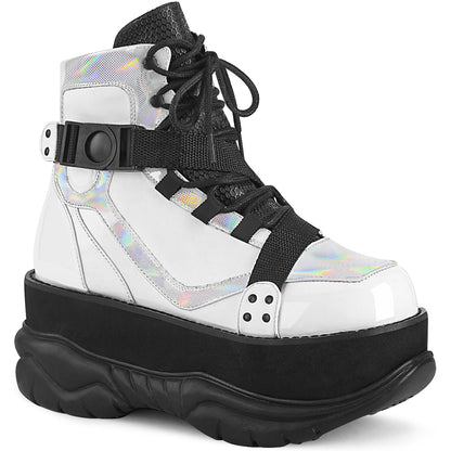 NEPTUNE-181 White Vegan Leather Multi Ankle Boot