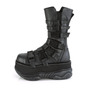 NEPTUNE-210 Black Vegan Leather Mid-Calf Boot Demonia US Size (Unisex/Men's): 4