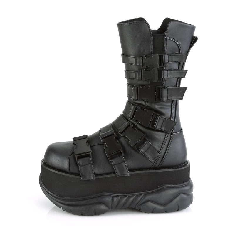 NEPTUNE-210 Black Vegan Leather Mid-Calf Boot Demonia US Size (Unisex/Men's): 4