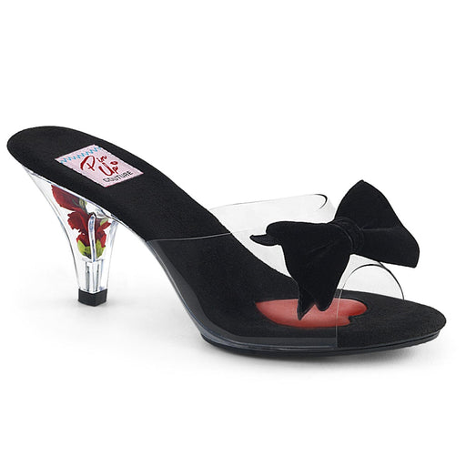 Pin Up Couture BELLE-301BOW Slide (Clear-Black/Clear)