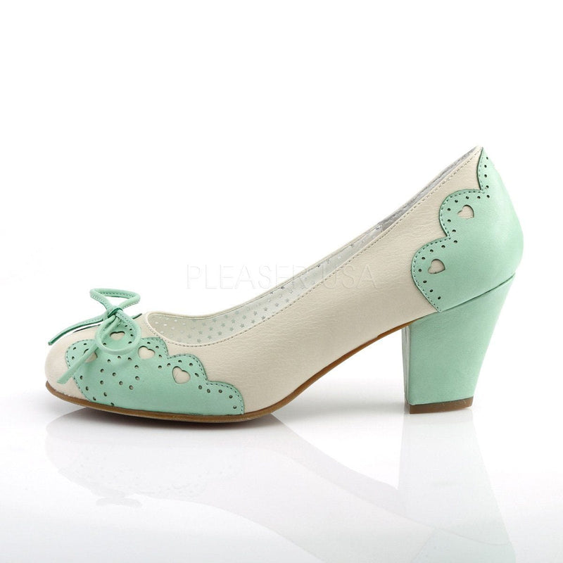 Pin Up Couture WIGGLE-17 Cream-Mint Faux Leather