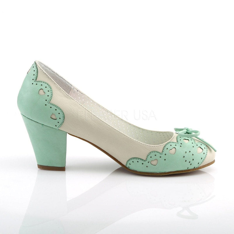 Pin Up Couture WIGGLE-17 Cream-Mint Faux Leather