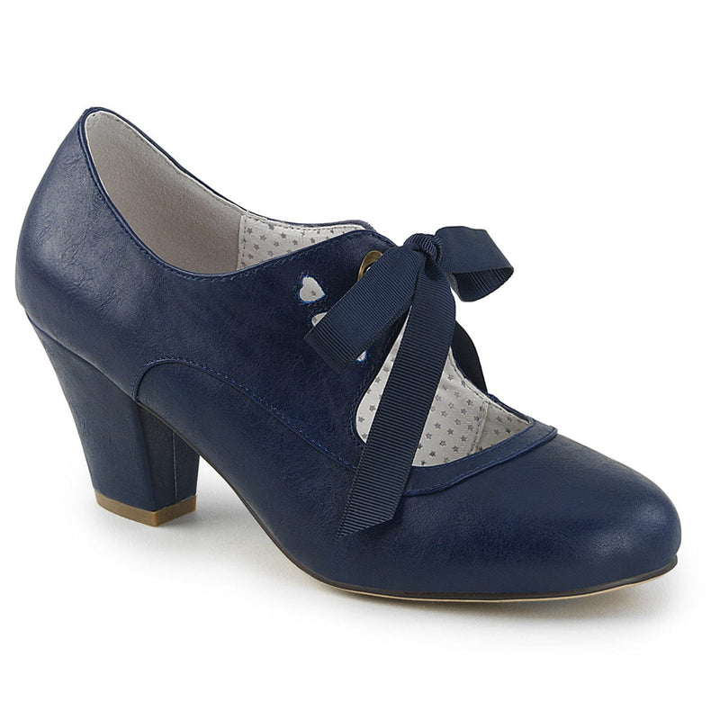 Pin Up Couture WIGGLE-32 Pump (Navy Blue Faux Leather)