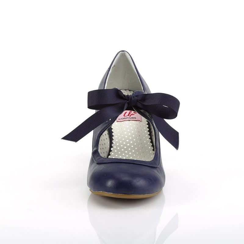 Pin Up Couture WIGGLE-32 Pump (Navy Blue Faux Leather)