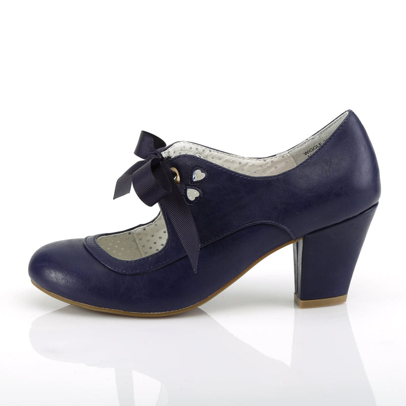 Pin Up Couture WIGGLE-32 Pump (Navy Blue Faux Leather)