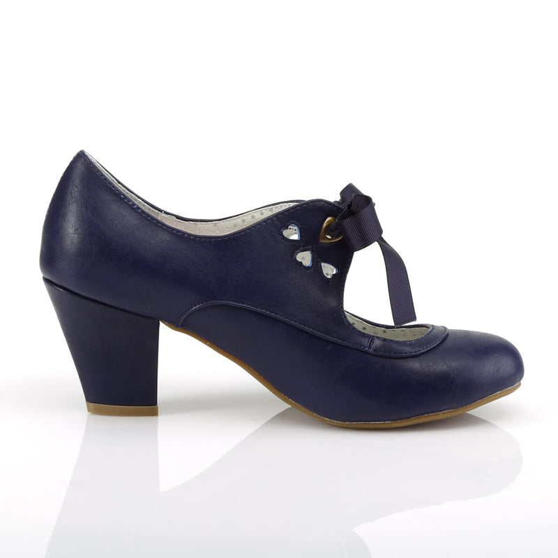 Pin Up Couture WIGGLE-32 Pump (Navy Blue Faux Leather)