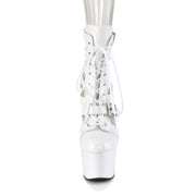 Pleaser ADORE-1013MST Platform Ankle Boot (White Patent/White)