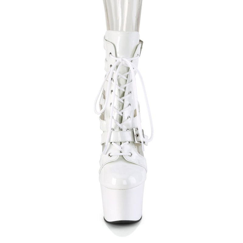 Pleaser ADORE-1013MST Platform Ankle Boot (White Patent/White)