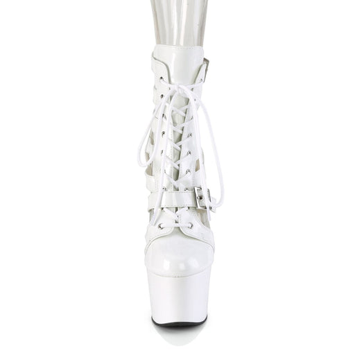 Pleaser ADORE-1013MST Platform Ankle Boot (White Patent/White)