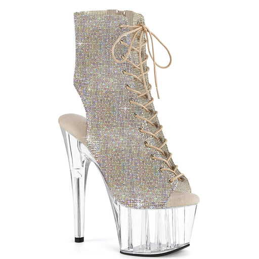 Pleaser ADORE-1016C-RS Platform Ankle Boot (Silver AB Rhinestone-TPU/Clear)
