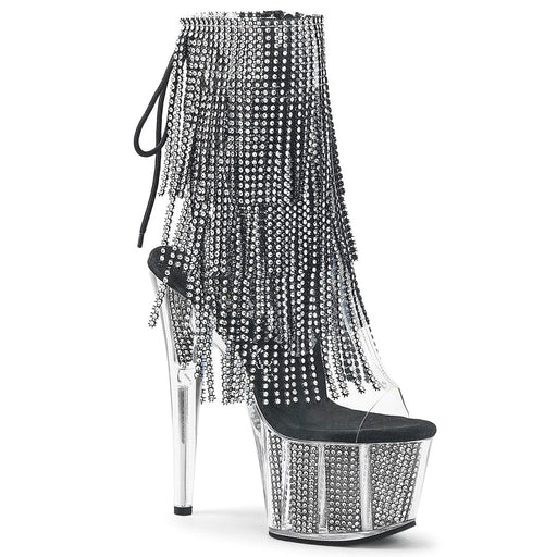Pleaser ADORE-1017SRS Platform Ankle Boot (Clear-Black Rhinestone/Black SRhinestone)