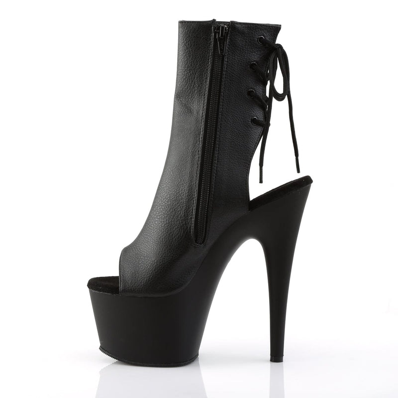 Pleaser ADORE-1018 Platform Ankle Boot (Black Faux Leather/Black Matte)