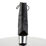 Pleaser ADORE-1018 Platform Ankle Boot (Black Faux Leather/Silver Chrome)