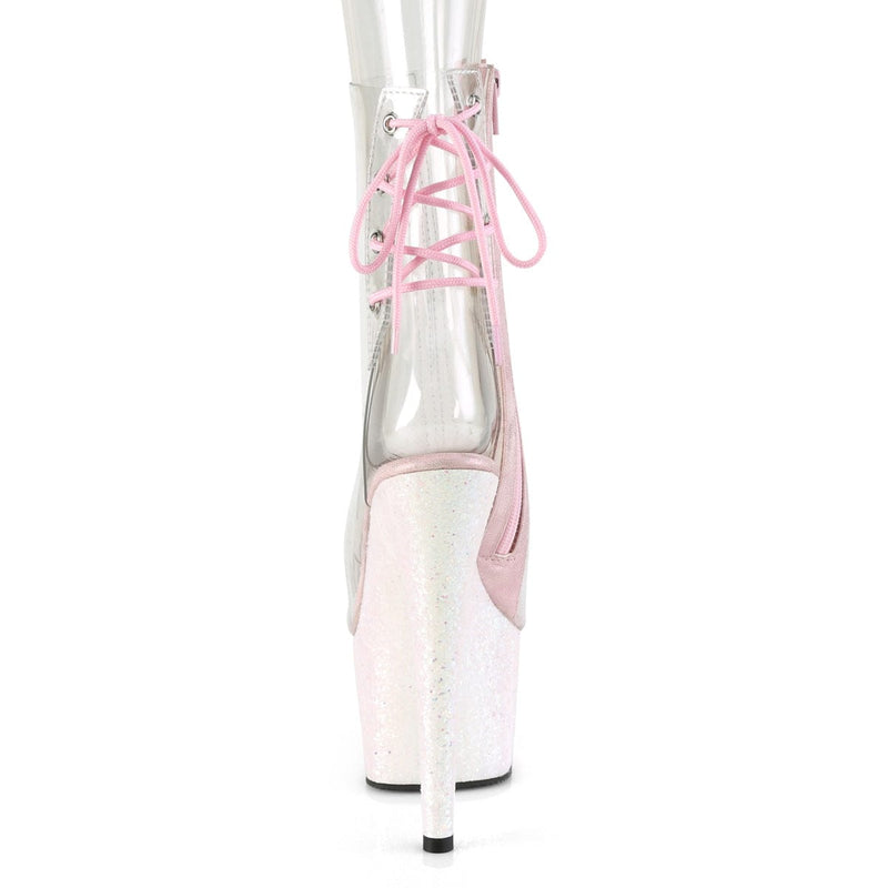 Pleaser ADORE-1018C Platform Ankle Boot (Clear/Opal Multi Glitter)