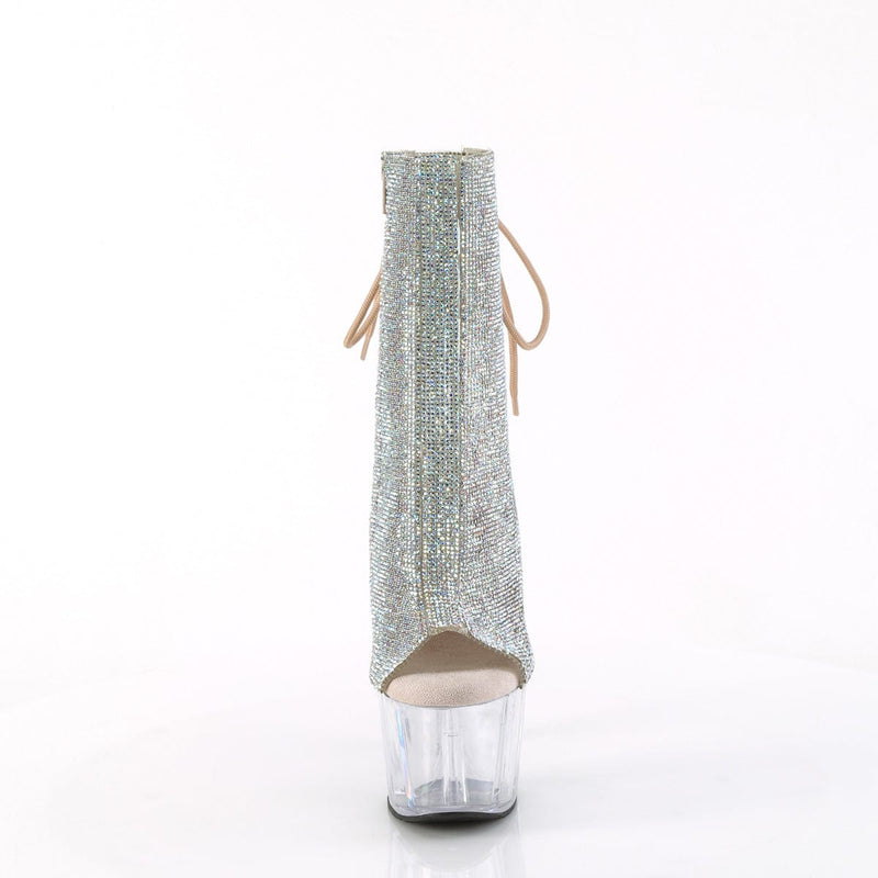 Pleaser ADORE-1018C-RS Platform Ankle Boot (Silver AB Rhinestone-TPU/Clear)