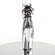 Pleaser ADORE-1018HG Platform Ankle Boot (Silver Hologram Ostrich Pu/Silver Chrome)