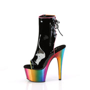 Pleaser ADORE-1018RC-02 Platform Ankle Boot (Black Patent/Rainbow Chrome)