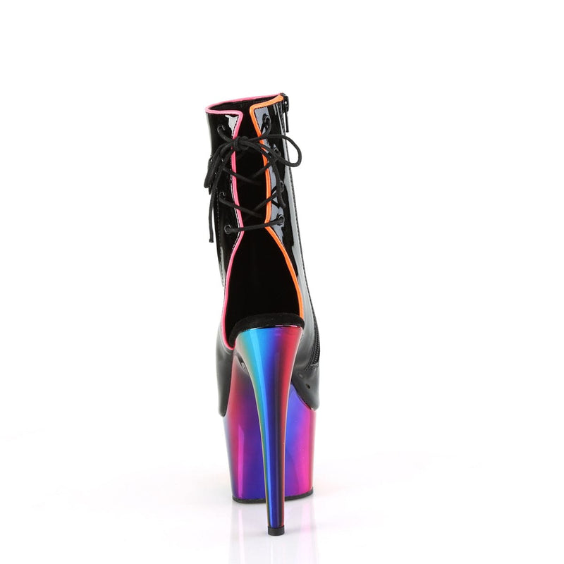 Pleaser ADORE-1018RC-02 Platform Ankle Boot (Black Patent/Rainbow Chrome)