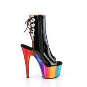 Pleaser ADORE-1018RC-02 Platform Ankle Boot (Black Patent/Rainbow Chrome)