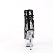 Pleaser ADORE-1018RM Platform Ankle Boot (Black Faux Suede-Rhinestone Mesh/Clear)