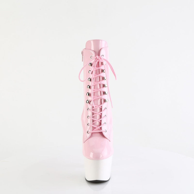 Pleaser ADORE-1020 Platform Ankle Boot (Baby Pink Patent/White)