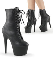 Pleaser ADORE-1020 Platform Ankle Boot (Black Faux Leather/Black Matte)