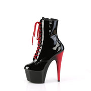 Pleaser ADORE-1020 Platform Ankle Boot (Black Patent/Black-Red)