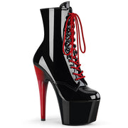 Pleaser ADORE-1020 Platform Ankle Boot (Black Patent/Black-Red)