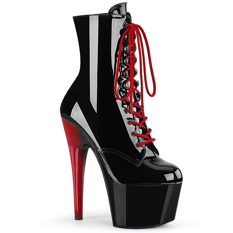 Pleaser ADORE-1020 Platform Ankle Boot (Black Patent/Black-Red)