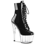 Pleaser ADORE-1020 Platform Ankle Boot (Black Patent/Clear)