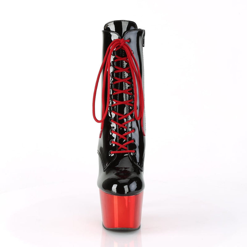 Pleaser ADORE-1020 Platform Ankle Boot (Black Patent/Red Chrome)