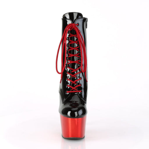Pleaser ADORE-1020 Platform Ankle Boot (Black Patent/Red Chrome)