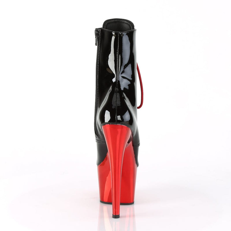 Pleaser ADORE-1020 Platform Ankle Boot (Black Patent/Red Chrome)