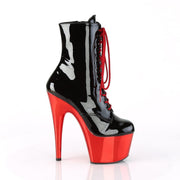 Pleaser ADORE-1020 Platform Ankle Boot (Black Patent/Red Chrome)