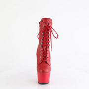 Pleaser ADORE-1020 Platform Ankle Boot (Red Faux Leather/Red Matte)