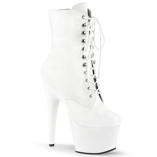 Pleaser ADORE-1020 Platform Ankle Boot (White Faux Leather/White Matte)