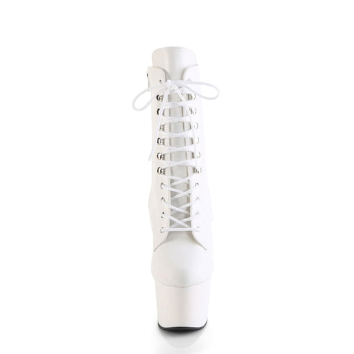 Pleaser ADORE-1020 Platform Ankle Boot (White Faux Leather/White Matte)