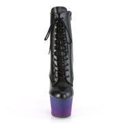 Pleaser ADORE-1020BP Platform Ankle Boot (Black Faux Leather/Blue-Purple Ombre)
