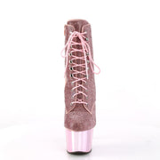 Pleaser ADORE-1020CHRS Platform Ankle Boot (Baby Pink Rhinestone/Baby Pink Chrome)