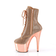 Pleaser ADORE-1020CHRS Platform Ankle Boot (Rose Gold Rhinestone/Rose Gold Chrome)