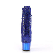Pleaser ADORE-1020CHRS Platform Ankle Boot (Royal Blue Rhinestone/Royal Blue Chrome)