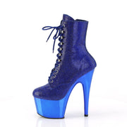 Pleaser ADORE-1020CHRS Platform Ankle Boot (Royal Blue Rhinestone/Royal Blue Chrome)