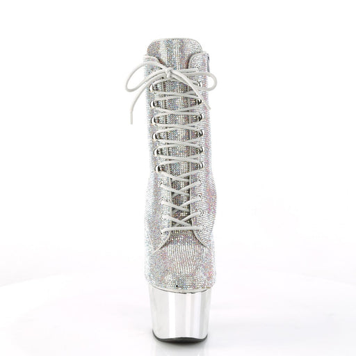 Pleaser ADORE-1020CHRS Platform Ankle Boot (Silver Multi Rhinestone/Silver Chrome)